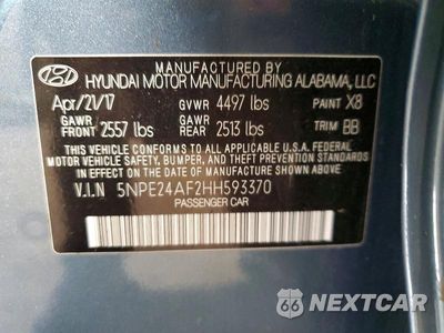Zdjęcie 12 z 12 samochodu: 2017 HYUNDAI SONATA SE VIN:5NPE24AF2HH593370 - miniatura