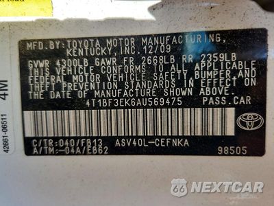 Zdjęcie 12 z 12 samochodu: 2010 TOYOTA CAMRY BASE VIN:4T1BF3EK6AU569475 - miniatura