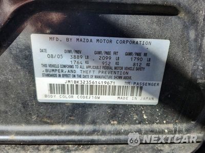 Zdjęcie 12 z 12 samochodu: 2006 MAZDA 3 S VIN:JM1BK323561419671 - miniatura