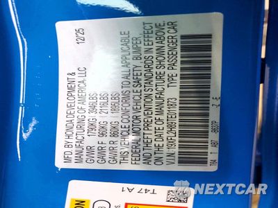 Zdjęcie 12 z 12 samochodu: 2026 HONDA CIVIC SPORT VIN:19XFL2H89TE011873 - miniatura