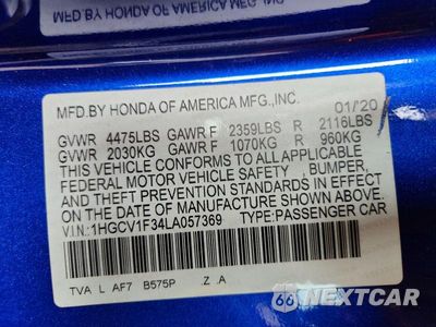 Zdjęcie 13 z 13 samochodu: 2020 HONDA ACCORD SPORT VIN:1HGCV1F34LA057369 - miniatura