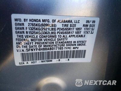 Zdjęcie 12 z 12 samochodu: 2010 HONDA PILOT TOURING VIN:5FNYF4H88AB017165 - miniatura