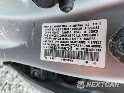 Zdjęcie 12 z 12 samochodu: 2013 HONDA CIVIC LX VIN:19XFB2F59DE097649 - miniatura