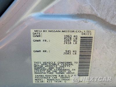 Zdjęcie 12 z 12 samochodu: 2023 NISSAN ALTIMA SV VIN:1N4BL4DV2PN385528 - miniatura