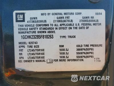 Zdjęcie 12 z 12 samochodu: 2005 CHEVROLET SILVERADO K2500 HEAVY DUTY VIN:1GCHK23285F818263 - miniatura