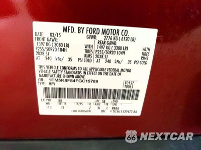 Zdjęcie 13 z 13 samochodu: 2015 FORD EXPLORER LIMITED VIN:1FM5K8F84FGC15789 - miniatura