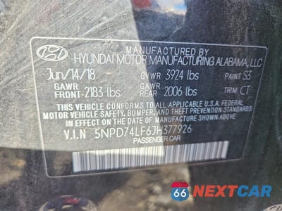 Zdjęcie 12 z 12 samochodu: 2018 HYUNDAI ELANTRA SE VIN:5NPD74LF6JH377926 - miniatura