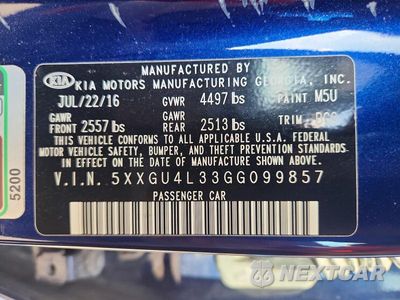 Zdjęcie 12 z 12 samochodu: 2016 KIA OPTIMA EX VIN:5XXGU4L33GG099857 - miniatura