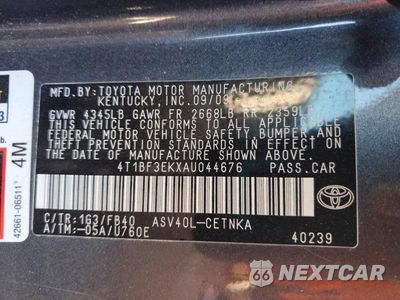 Zdjęcie 12 z 12 samochodu: 2010 TOYOTA CAMRY LE VIN:4T1BF3EKXAU044676 - miniatura