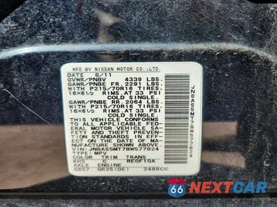 Zdjęcie 13 z 13 samochodu: 2011 NISSAN ROGUE S VIN:JN8AS5MT7BW577824 - miniatura