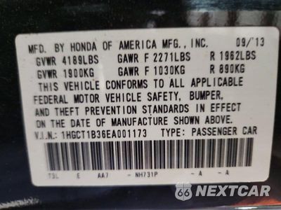 Zdjęcie 13 z 13 samochodu: 2014 HONDA ACCORD LX-S VIN:1HGCT1B36EA001173 - miniatura