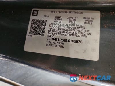 Zdjęcie 12 z 12 samochodu: 2020 CHEVROLET CAMARO LS VIN:1G1FB1RS6L0102575 - miniatura