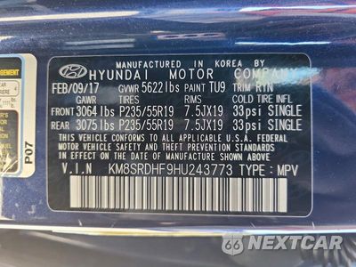 Zdjęcie 14 z 14 samochodu: 2017 HYUNDAI SANTA FE LIMITED ULTIMATE VIN:KM8SRDHF9HU243773 - miniatura