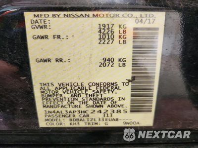Zdjęcie 12 z 12 samochodu: 2017 NISSAN ALTIMA 2.5 SV VIN:1N4AL3AP3HC242385 - miniatura