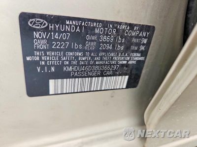 Zdjęcie 12 z 12 samochodu: 2008 HYUNDAI ELANTRA GLS VIN:KMHDU46D38U366297 - miniatura