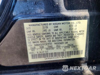 Zdjęcie 12 z 12 samochodu: 2007 NISSAN MAXIMA 3.5 SE VIN:1N4BA41E97C829705 - miniatura
