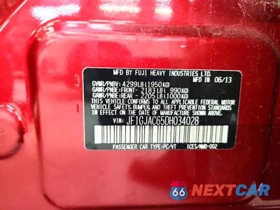 Zdjęcie 12 z 12 samochodu: 2013 SUBARU IMPREZA PREMIUM VIN:JF1GJAC65DH034028 - miniatura