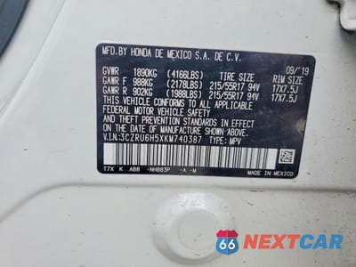 Zdjęcie 14 z 14 samochodu: 2019 HONDA HR-V EX VIN:3CZRU6H5XKM740387 - miniatura