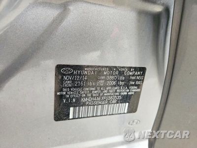 Zdjęcie 12 z 12 samochodu: 2015 HYUNDAI ELANTRA SE VIN:KMHDH4AEXFU383535 - miniatura