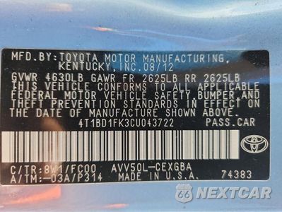 Zdjęcie 12 z 12 samochodu: 2012 TOYOTA CAMRY HYBRID XLE VIN:4T1BD1FK3CU043722 - miniatura
