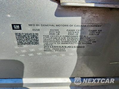 Zdjęcie 12 z 12 samochodu: 2018 CHEVROLET IMPALA LT VIN:2G1105SA9J9153869 - miniatura