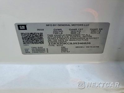 Zdjęcie 13 z 13 samochodu: 2018 GMC YUKON SLT VIN:1GKS2DKC9JR346826 - miniatura