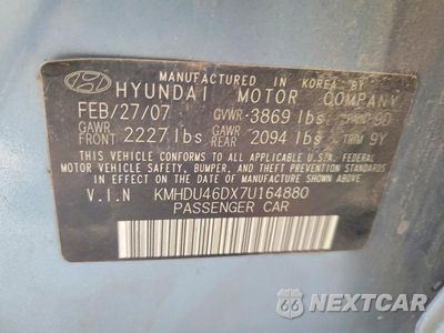 Zdjęcie 12 z 12 samochodu: 2007 HYUNDAI ELANTRA GLS VIN:KMHDU46DX7U164880 - miniatura
