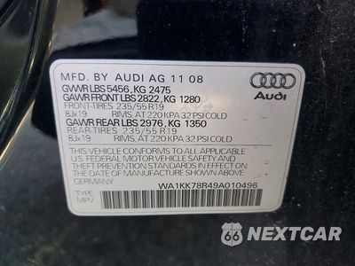 Zdjęcie 14 z 14 samochodu: 2009 AUDI Q5 3.2 VIN:WA1KK78R49A010496 - miniatura