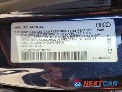 Zdjęcie 12 z 12 samochodu: 2025 AUDI A5 PREMIUM PLUS VIN:WAU2BCFU4SN103780 - miniatura