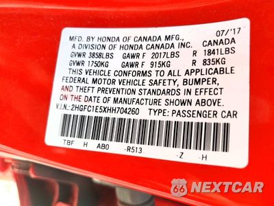 Zdjęcie 12 z 12 samochodu: 2017 HONDA CIVIC SI VIN:2HGFC1E5XHH704260 - miniatura