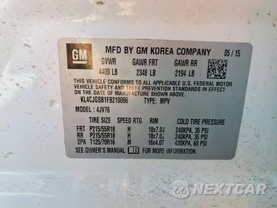 Zdjęcie 12 z 12 samochodu: 2015 BUICK ENCORE VIN:KL4CJGSB1FB210096 - miniatura