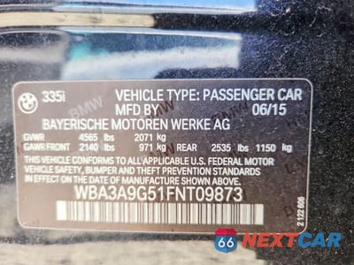 Zdjęcie 12 z 12 samochodu: 2015 BMW 3ER I VIN:WBA3A9G51FNT09873 - miniatura