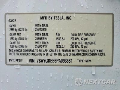 Zdjęcie 12 z 12 samochodu: 2023 TESLA MODEL Y VIN:7SAYGDEE6PA093581 - miniatura