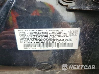 Zdjęcie 14 z 14 samochodu: 2013 HONDA PILOT TOURING VIN:5FNYF4H94DB035448 - miniatura