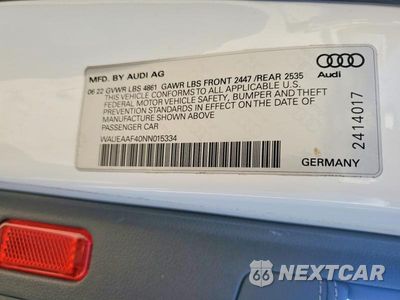 Zdjęcie 13 z 13 samochodu: 2022 AUDI A4 PREMIUM PLUS 45 VIN:WAUEAAF40NN015334 - miniatura