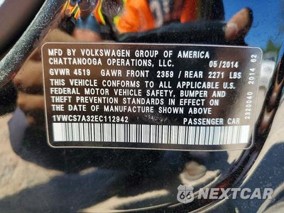 Zdjęcie 12 z 12 samochodu: 2014 VOLKSWAGEN PASSAT SEL VIN:1VWCS7A32EC112942 - miniatura