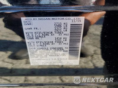 Zdjęcie 13 z 13 samochodu: 2020 NISSAN PATHFINDER S VIN:5N1DR2AN1LC589362 - miniatura