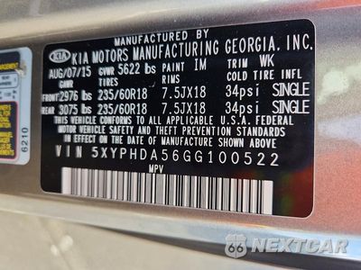 Zdjęcie 13 z 13 samochodu: 2016 KIA SORENTO EX VIN:5XYPHDA56GG100522 - miniatura