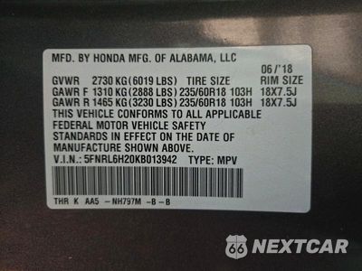 Zdjęcie 13 z 13 samochodu: 2019 HONDA ODYSSEY LX VIN:5FNRL6H20KB013942 - miniatura