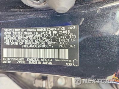 Zdjęcie 12 z 12 samochodu: 2022 TOYOTA COROLLA LE VIN:JTDEAMDE2NJ036712 - miniatura