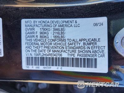 Zdjęcie 12 z 12 samochodu: 2024 HONDA CIVIC LX VIN:19XFL2H54RE042706 - miniatura