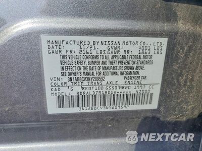 Zdjęcie 12 z 12 samochodu: 2022 NISSAN SENTRA SV VIN:3N1AB8CV3NY209592 - miniatura