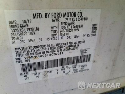 Zdjęcie 13 z 13 samochodu: 2015 FORD EDGE TITANIUM VIN:2FMPK4K95FBC07921 - miniatura