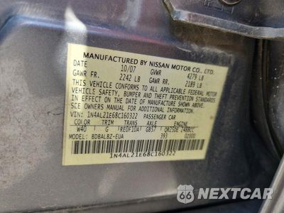 Zdjęcie 12 z 12 samochodu: 2008 NISSAN ALTIMA 2.5 VIN:1N4AL21E68C160322 - miniatura