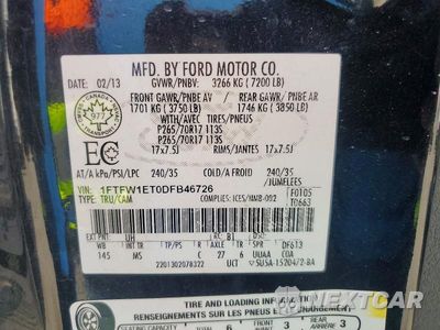 Zdjęcie 12 z 12 samochodu: 2013 FORD F150 SUPERCREW VIN:1FTFW1ET0DFB46726 - miniatura