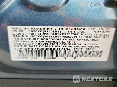 Zdjęcie 13 z 13 samochodu: 2008 HONDA PILOT SE VIN:5FNYF28358B012184 - miniatura