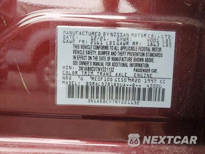 Zdjęcie 12 z 12 samochodu: 2022 NISSAN SENTRA SV VIN:3N1AB8CV7NY221132 - miniatura