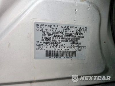 Zdjęcie 12 z 12 samochodu: 2018 NISSAN KICKS S VIN:3N1CP5CU2JL497502 - miniatura