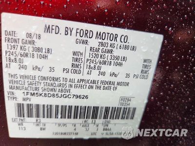 Zdjęcie 14 z 14 samochodu: 2018 FORD EXPLORER XLT VIN:1FM5K8D85JGC79626 - miniatura