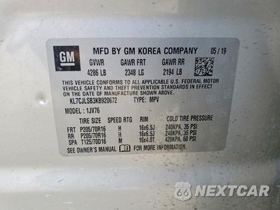 Zdjęcie 12 z 12 samochodu: 2019 CHEVROLET TRAX 1LT VIN:KL7CJLSB3KB920672 - miniatura